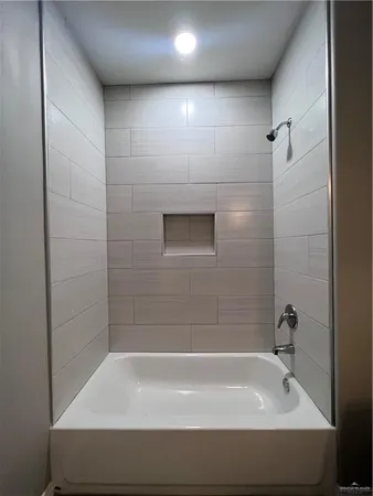 a bathroom with a bathtub
