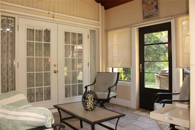 a view of a swimming pool with a patio