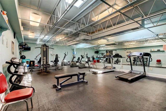 a view of a room with gym equipment