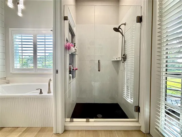 a bathroom with a shower