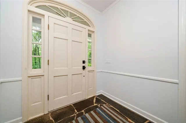 a view of small space with racks on the wall