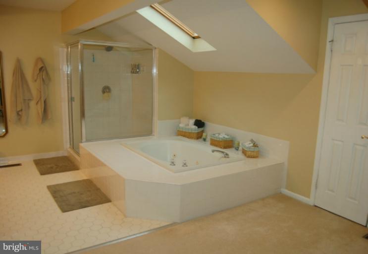 a bath tub sitting next to a shower
