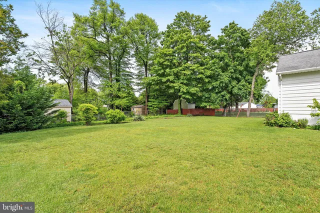 a view of a field of grass and trees