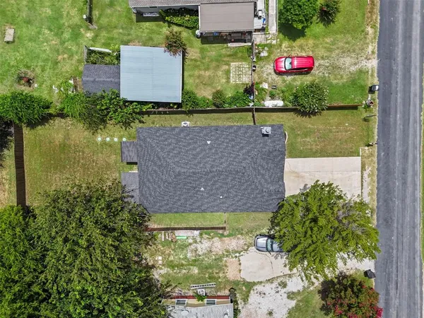 an aerial view of a house