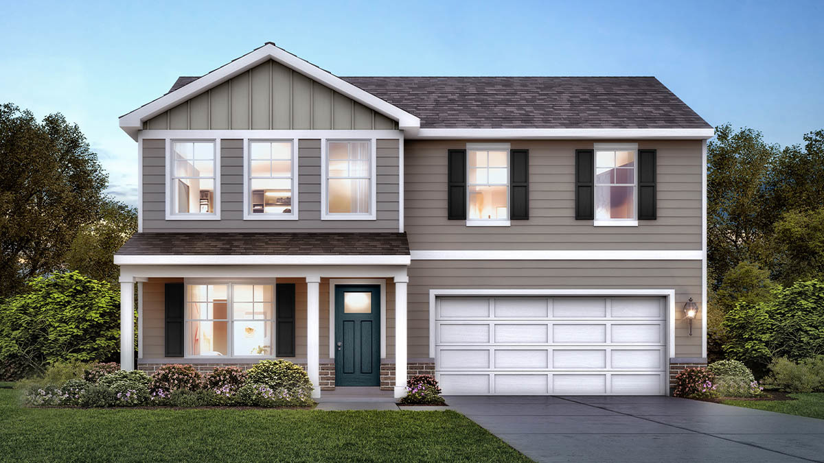 front view of a house with a yard