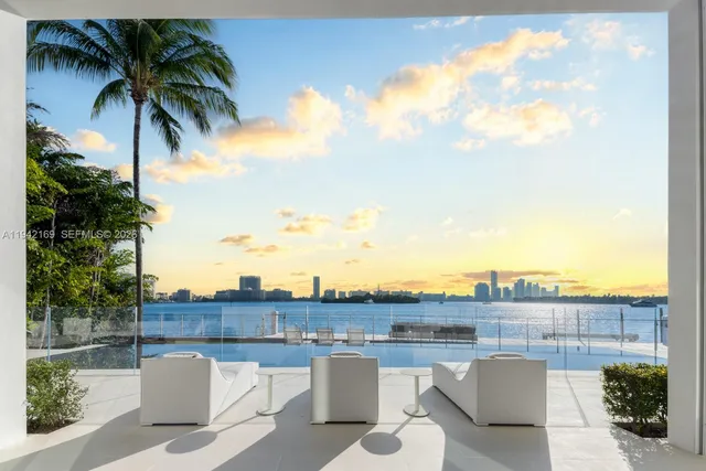 a view of a terrace with furniture