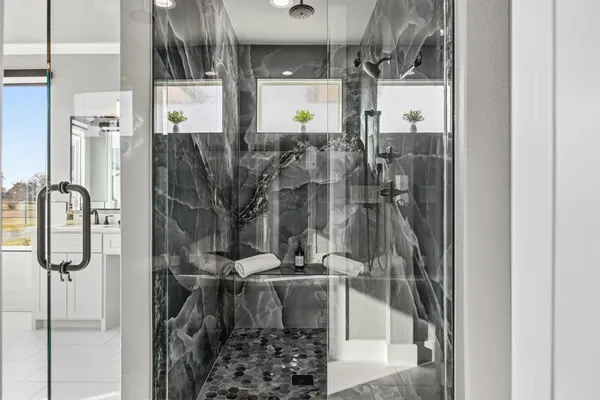 a bathroom with a shower