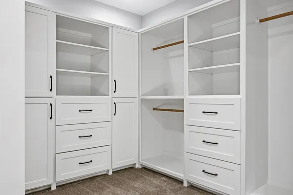 a close up view of a closet