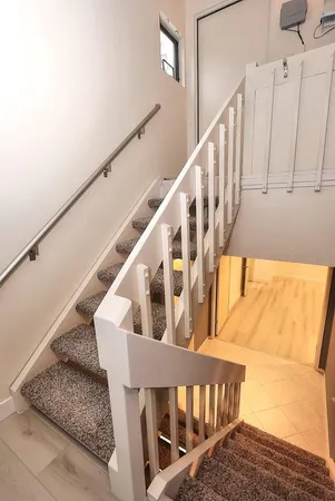 a view of balcony with two window