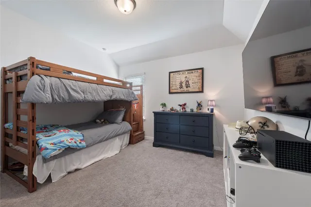 a bedroom with a bed and a tv