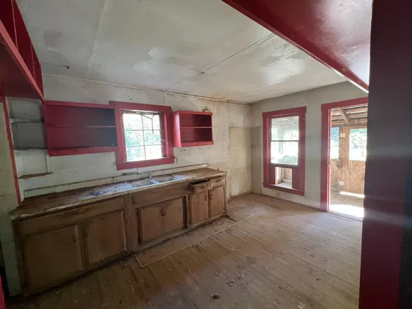 a large room with a large window