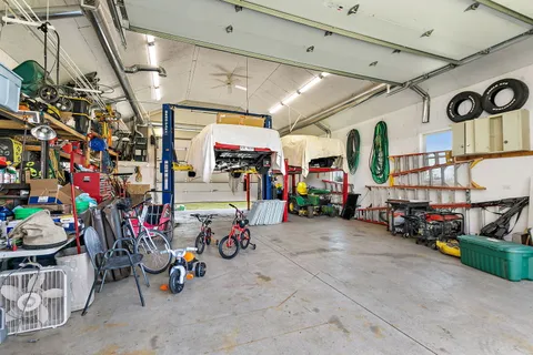 a view of a storage area with shelves