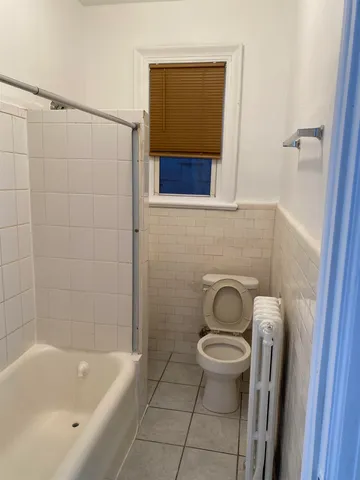 a bathroom with a toilet and a bathtub