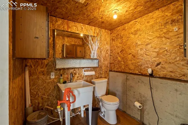 a bathroom with a toilet and a sink