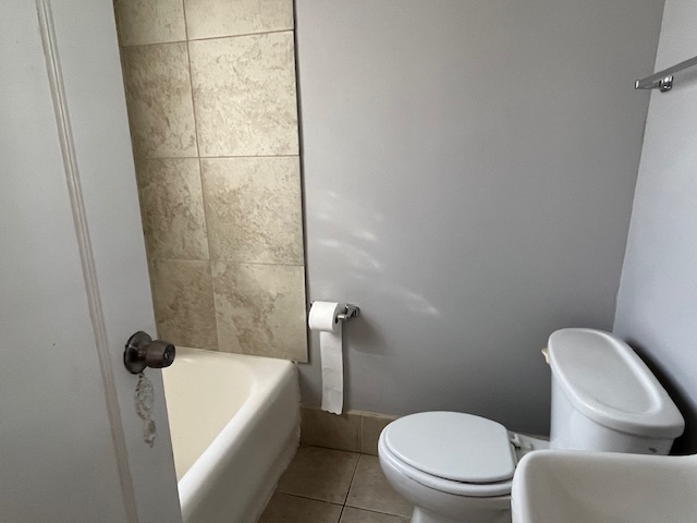 7804 South Burnham Avenue, Unit 2 Chicago, IL 60649 - Photo 9 of 9 a white toilet sitting next to a bath tub