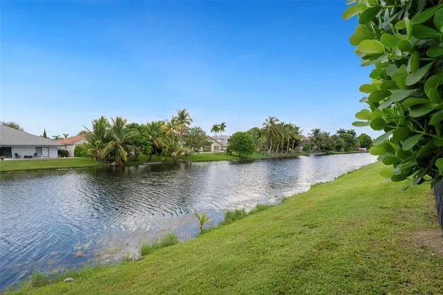 a view of a lake with houses