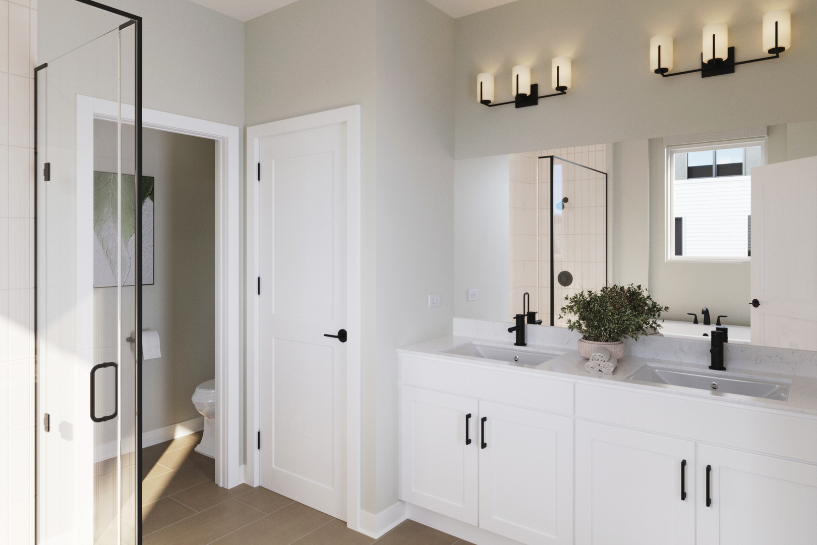 2128 Iron Ridge Lane Naperville, IL 60563 - Photo 6 of 12 a bathroom with a double vanity sink a toilet and a mirror