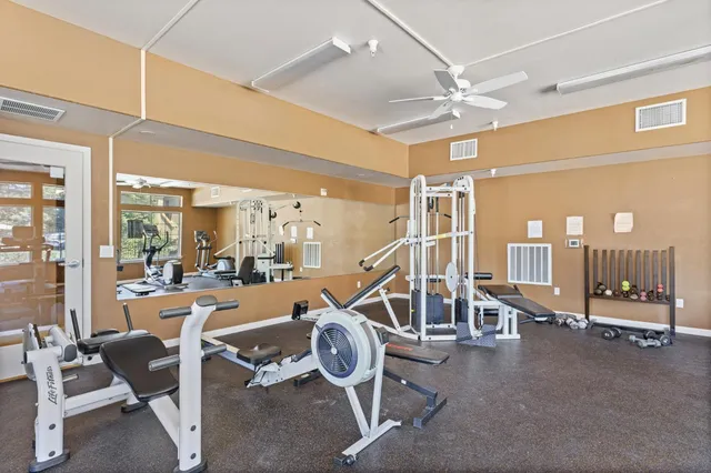 a view of a room with gym equipment