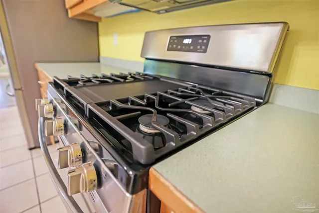 a close up of a stove top oven