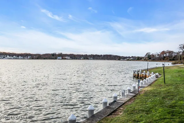 a aerial view of a house with a garden and lake view