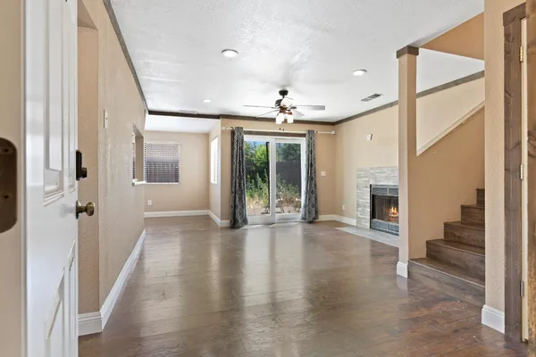 wooden floor and windows in an empty room