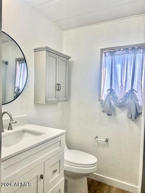 2605 South Tomahawk Road, Unit 187 Apache Junction, AZ 85119 - Photo 19 of 33 a bathroom with a sink a toilet and a mirror