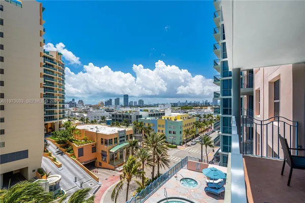 a view of a pathway with a building in the background
