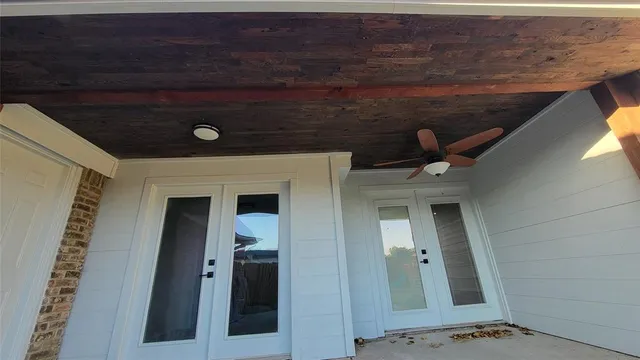 a view of a backyard with a large tree