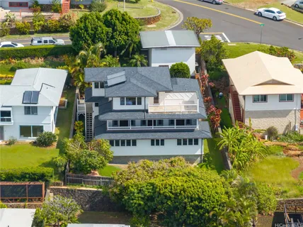 an aerial view of a house