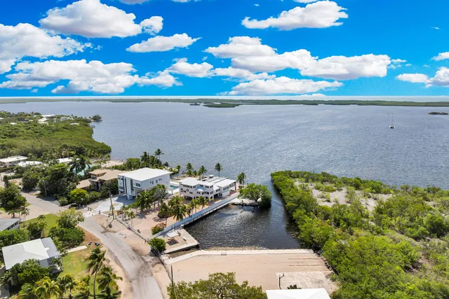 a view of a lake in the background