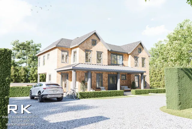 a car parked in front of a house