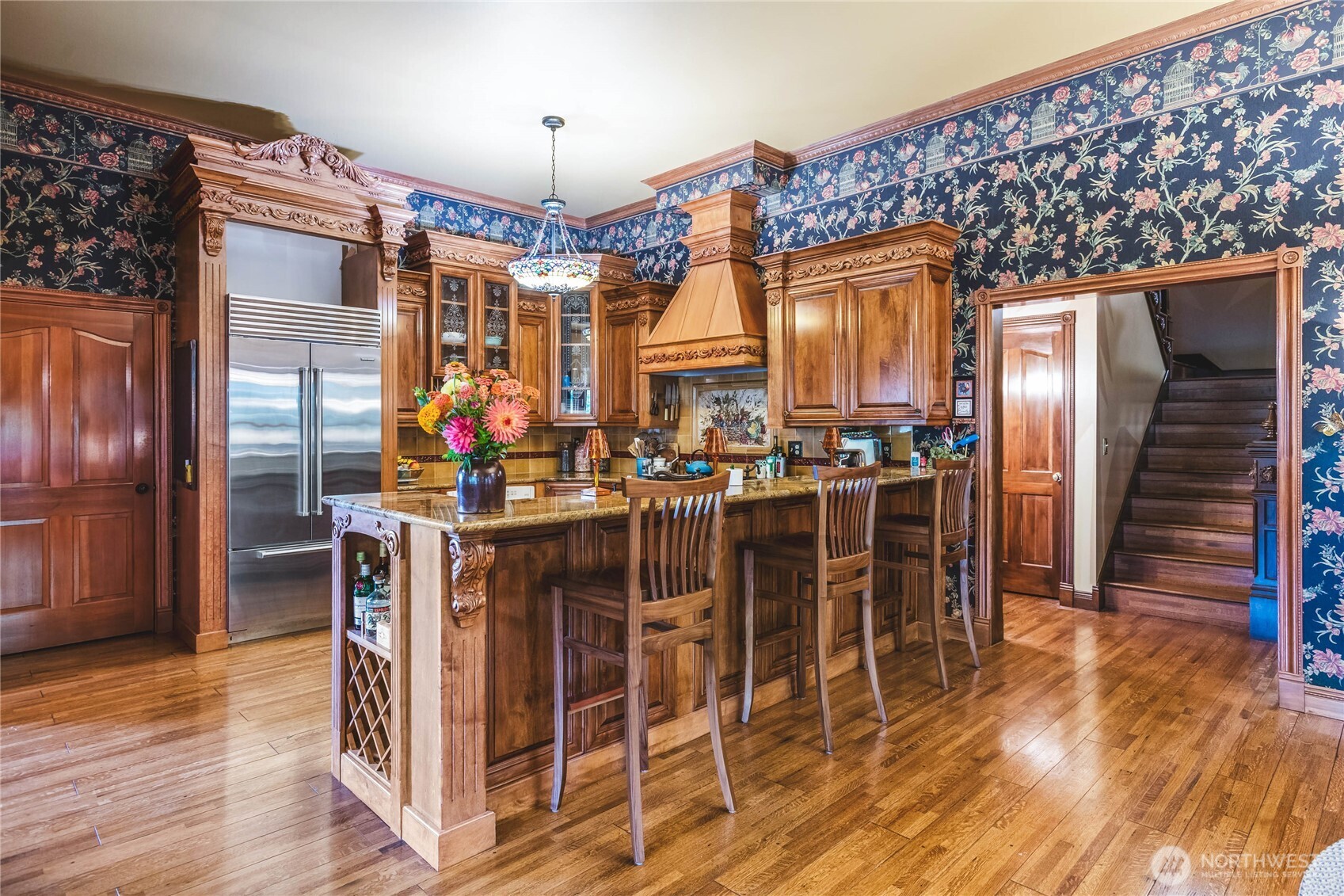 1656 Eagle Ridge Road Orcas Island, WA 98245 - Photo 15 of 40 a kitchen with stainless steel appliances granite countertop a refrigerator and wooden floor