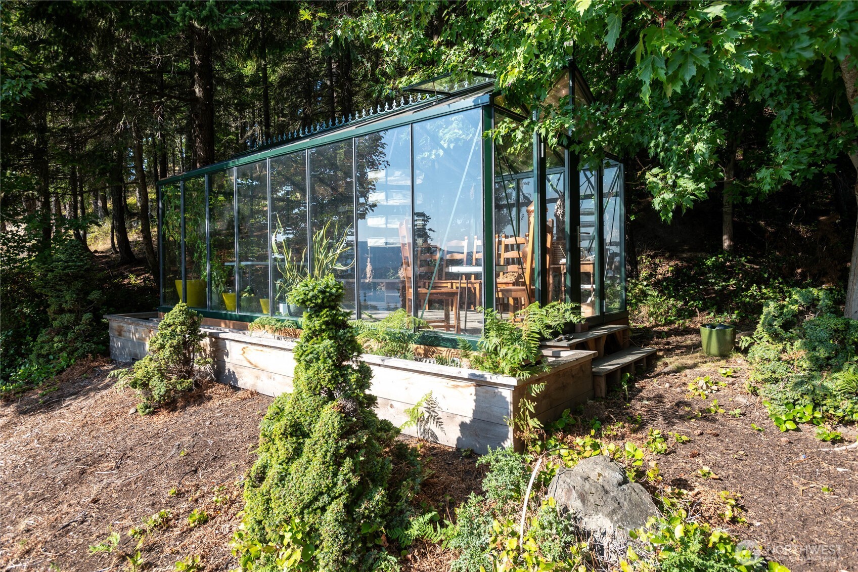 1656 Eagle Ridge Road Orcas Island, WA 98245 - Photo 35 of 40 a garden view with a seating space