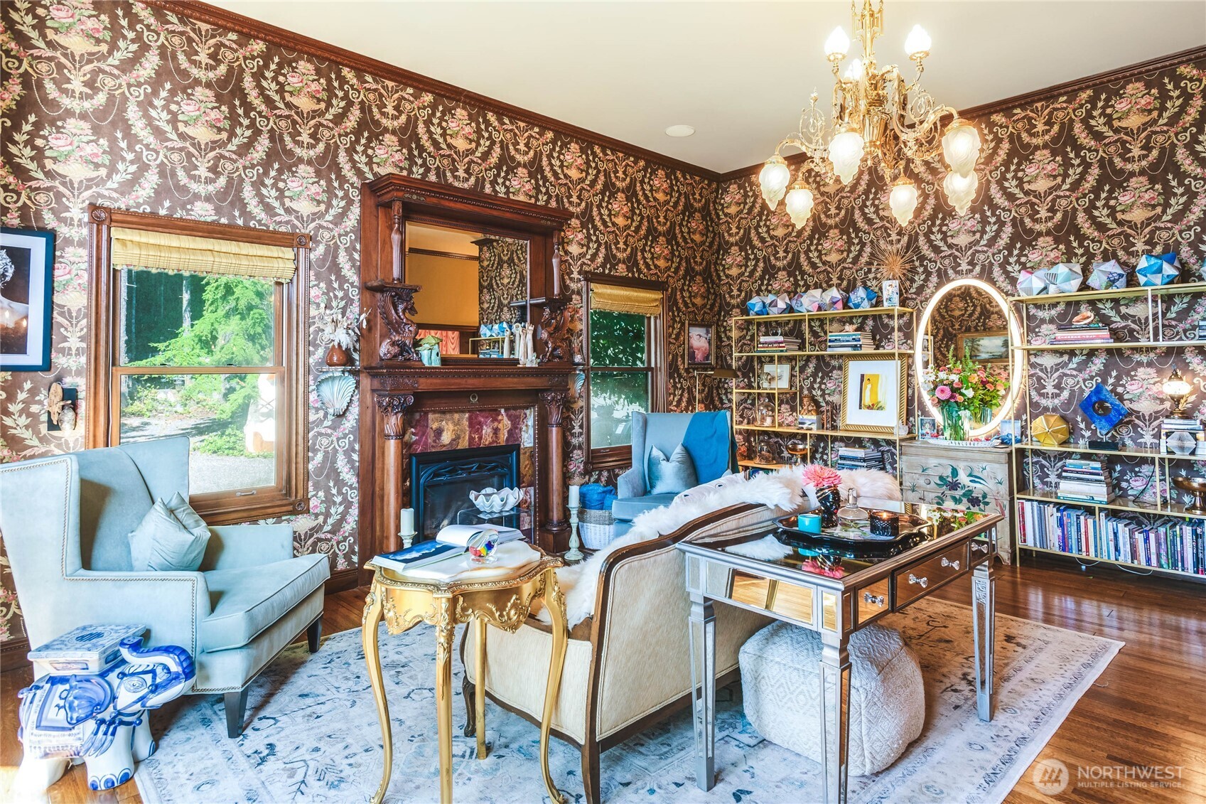 1656 Eagle Ridge Road Orcas Island, WA 98245 - Photo 10 of 40 a living room with fireplace furniture and a fireplace