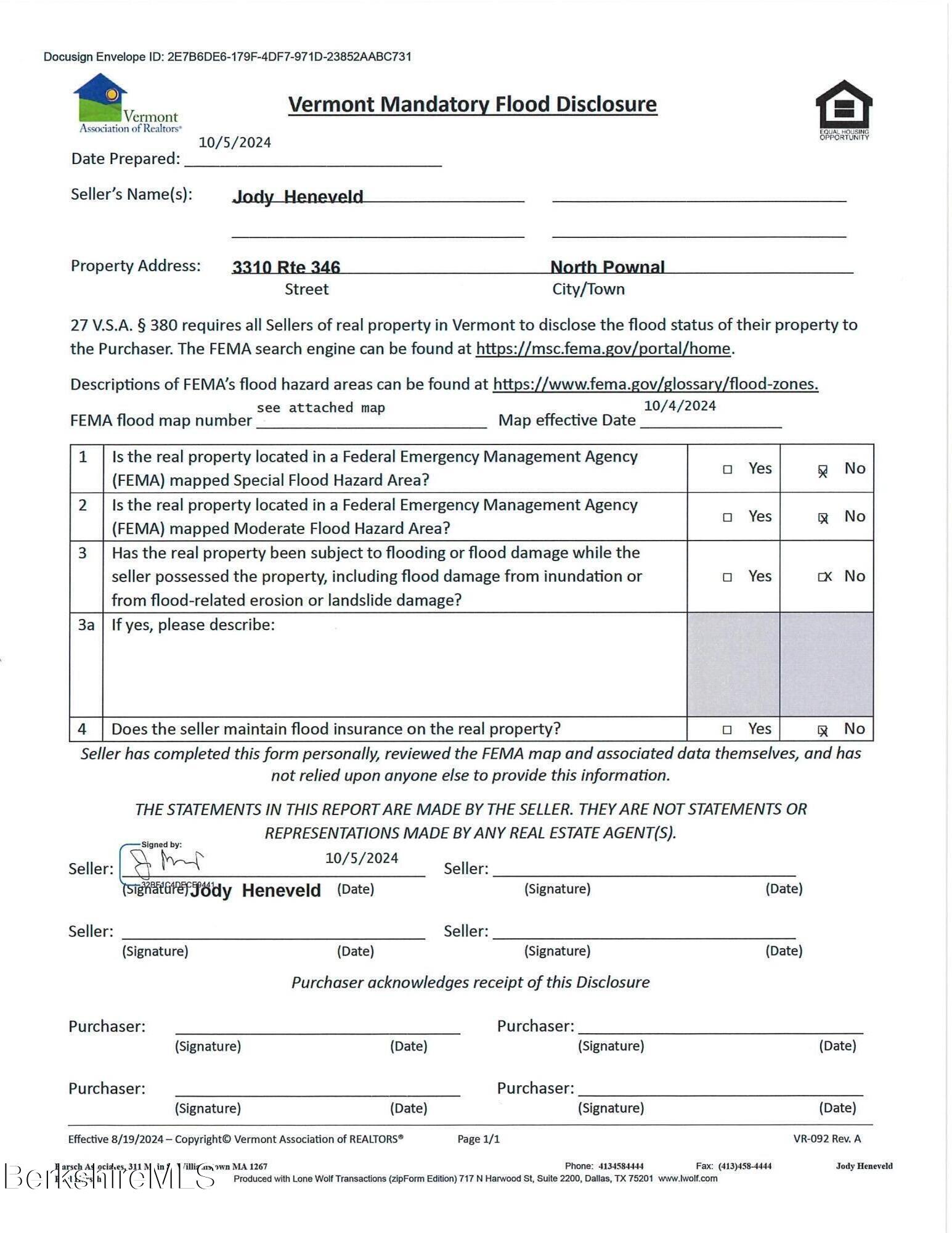 3310 Vt Route Pownal, VT 05261 - Photo 46 of 48 Vermont Mandatory Flood Disclosure