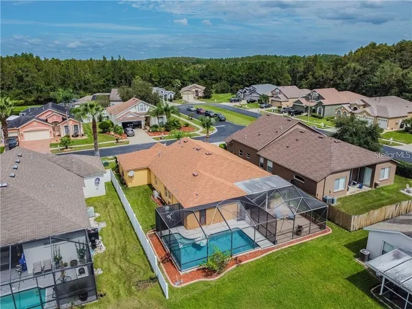 an aerial view of a house