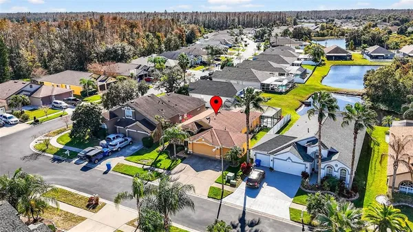 an aerial view of a house