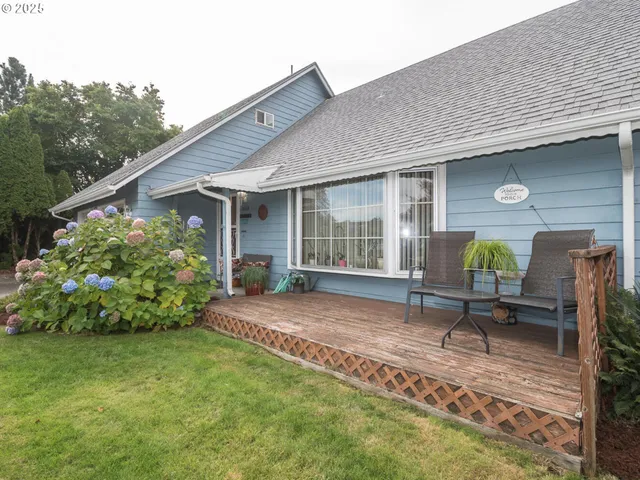 a house view with a garden space