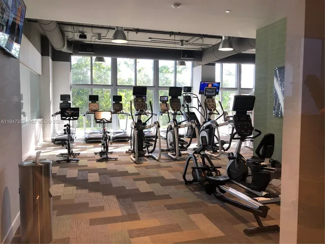 a view of a room with gym equipment