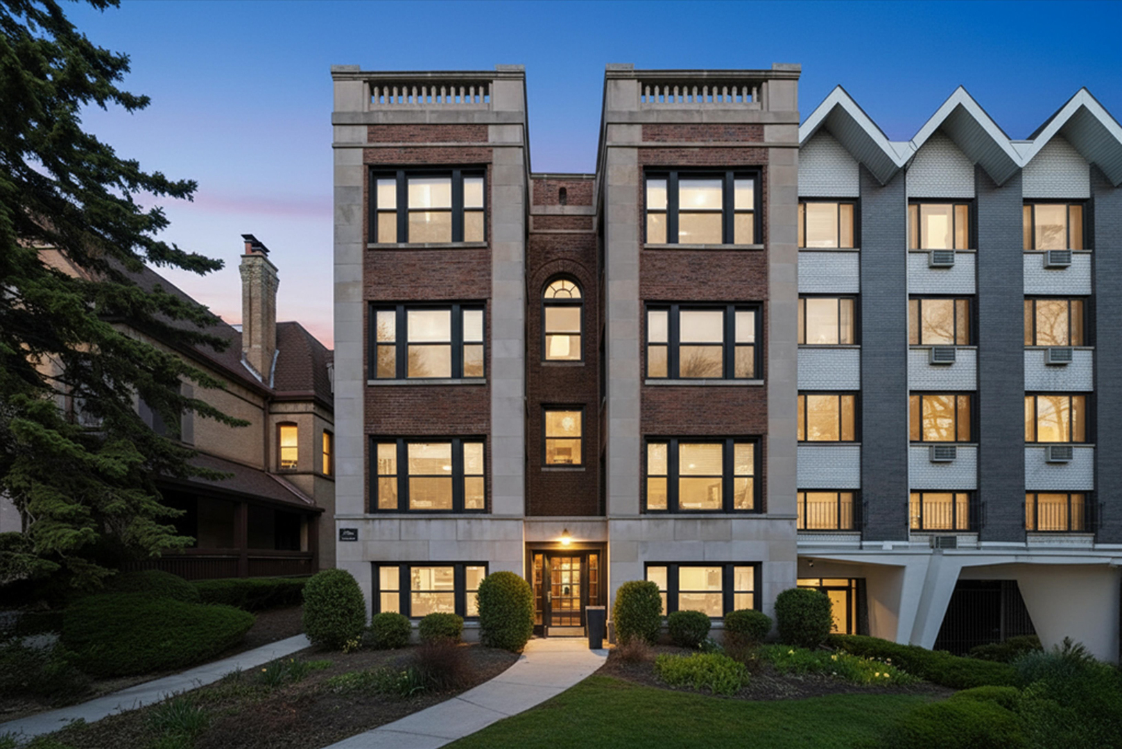 548 West Deming Place, Unit 1 Chicago, IL 60614 - Photo 10 of 11 a front view of residential residential apartment building with a yard