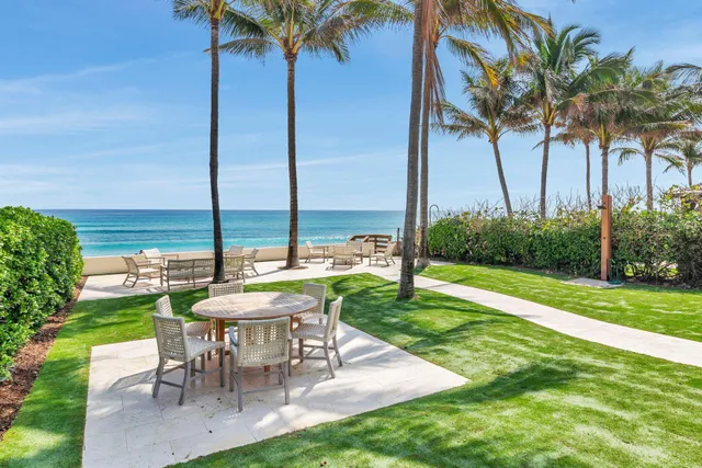 a view of a garden with a slide