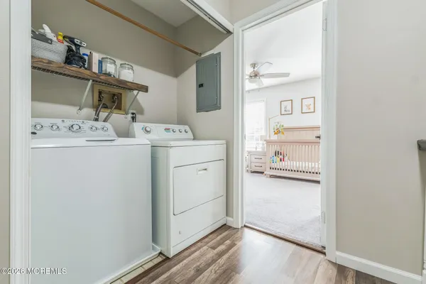 a utility room with dryer and washer