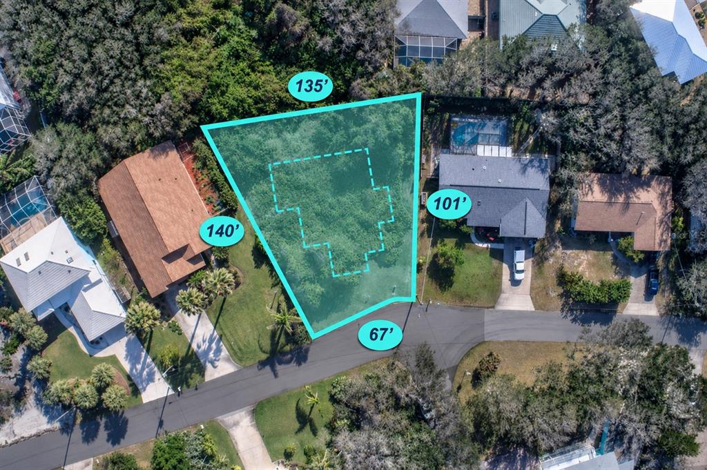 an aerial view of a house