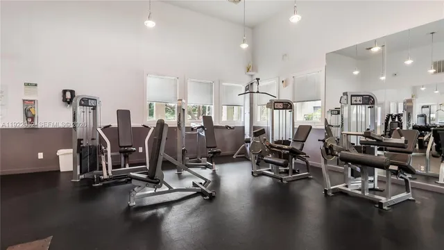 a view of a room with gym equipment