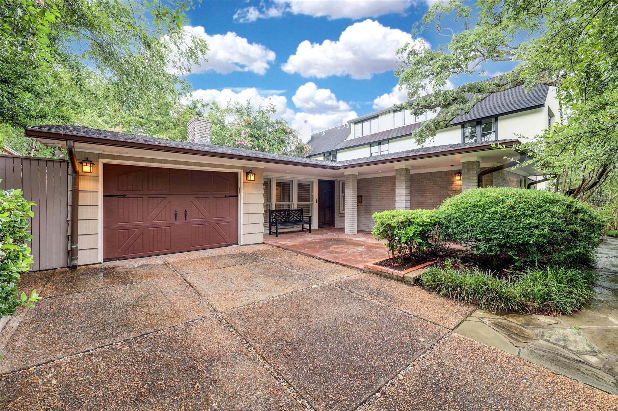 2401 Maconda Lane Houston, TX 77027 - Photo 2 of 20 Closer view of the driveway leading to the covered front Entry Porch and one car attached garage.