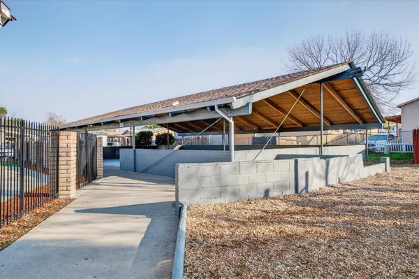 a view of a swimming pool with a park