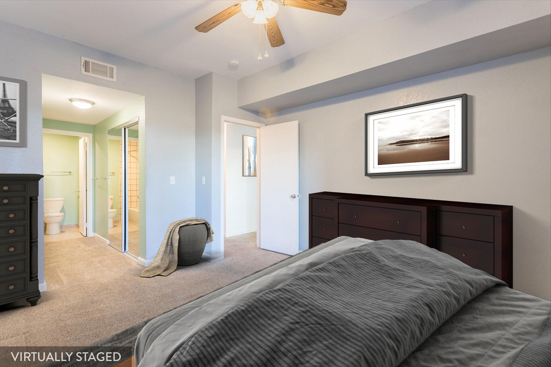 466 Ridgecrest Trail, Unit 136 Redding, CA 96003 - Photo 8 of 16 a bedroom with a bed and a painting on the wall