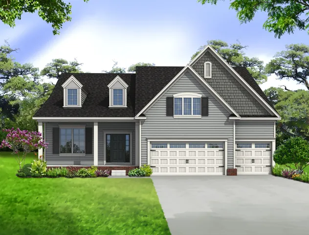 front view of a house with a yard