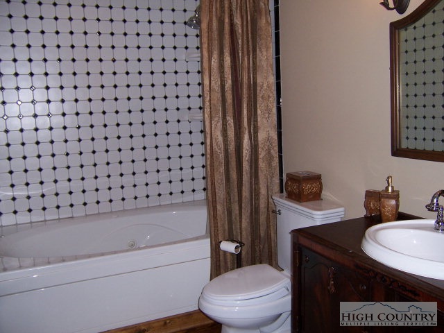 268 Old Megs Lane Boone, NC 28607 - Photo 10 of 12 a bathroom with a toilet a sink and a mirror