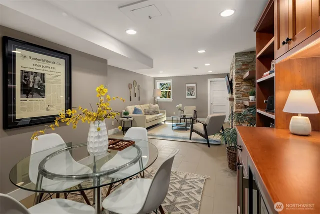 a bathroom with a tub and shower curtain